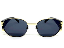 Classic Vintage Retro Hip Hop Style SUNGLASSES Oval Black & Gold Metal Frame 5527
