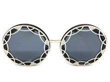 Oversized Vintage Retro Style SUNGLASSES Large Round Black & Silver Frame 1670