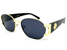Classic Vintage Retro Hip Hop Style SUNGLASSES Oval Black & Gold Metal Frame 5527