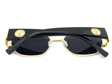 Classic Vintage Retro Hip Hop Style SUNGLASSES Oval Black & Gold Metal Frame 5527