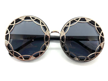 Oversized Vintage Retro Style SUNGLASSES Large Round Black & Silver Frame 1670