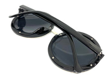 Oversized Vintage Retro Style SUNGLASSES Large Round Black & Silver Frame 1670