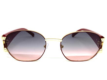 Classic Vintage Retro Hip Hop Style SUNGLASSES Oval Burgundy & Gold Metal Frame 5527