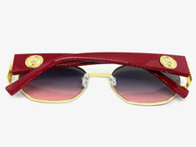 Classic Vintage Retro Hip Hop Style SUNGLASSES Oval Burgundy & Gold Metal Frame 5527