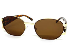 Classic Vintage Retro Hip Hop Style SUNGLASSES Oval Brown & Gold Metal Frame 5527