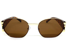 Classic Vintage Retro Hip Hop Style SUNGLASSES Oval Brown & Gold Metal Frame 5527
