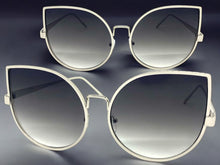 Oversized Exaggerated Vintage Retro Style SUNGLASSES Large Silver Frame 4125