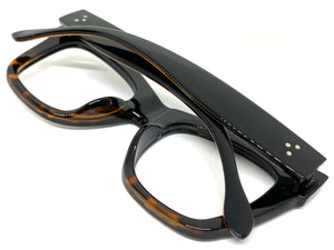 Classic Vintage Retro Style Thick Black Lensless Eye Glasses- Frame Only NO Lens 6520