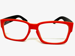 Classic Contemporary Modern Artsy Style Clear Lens EYEGLASSES Square Orange & Black Frame I020