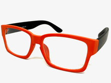 Classic Contemporary Modern Artsy Style Clear Lens EYEGLASSES Square Orange & Black Frame I020
