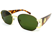 Classic Vintage Retro Hip Hop Style SUNGLASSES Oval Brown & Gold Metal Frame 5527