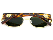 Classic Vintage Retro Hip Hop Style SUNGLASSES Oval Brown & Gold Metal Frame 5527