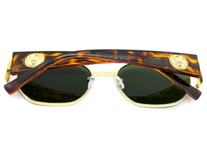 Classic Vintage Retro Hip Hop Style SUNGLASSES Oval Brown & Gold Metal Frame 5527