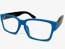 Classic Contemporary Modern Artsy Style Clear Lens EYEGLASSES Square Blue & Black Frame I020