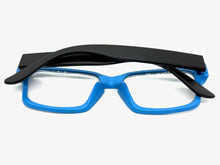 Classic Contemporary Modern Artsy Style Clear Lens EYEGLASSES Square Blue & Black Frame I020