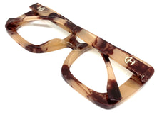 Oversized Vintage Retro Cat Eye Clear Lens EYEGLASSES Square Marble Frame - RX-Capable 2128