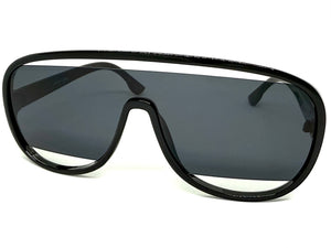 Oversized Exaggerated Modern Rerto Shield Style SUNGLASSES Large Black Frame 5013