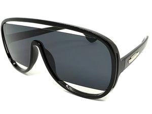 Oversized Exaggerated Modern Rerto Shield Style SUNGLASSES Large Black Frame 5013