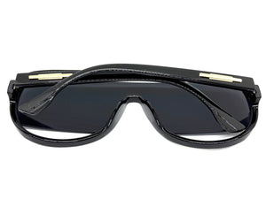 Oversized Exaggerated Modern Rerto Shield Style SUNGLASSES Large Black Frame 5013