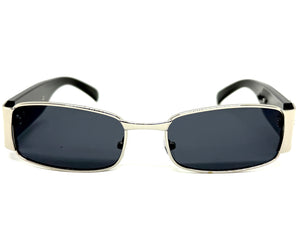 Classic Modern Retro Hip Hop Style SUNGLASSES Square Silver & Black Frame 1602