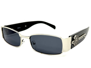 Classic Modern Retro Hip Hop Style SUNGLASSES Square Silver & Black Frame 1602