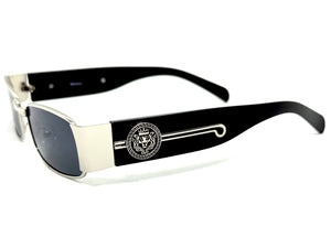 Classic Modern Retro Hip Hop Style SUNGLASSES Square Silver & Black Frame 1602