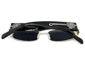 Classic Modern Retro Hip Hop Style SUNGLASSES Square Silver & Black Frame 1602