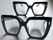 Oversized Vintage Retro Style Clear Lens EYEGLASSES Thick Square Black Frame E2088