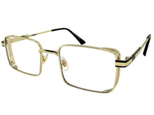Classy Elegant Modern Contemporary Style Clear Lens Blue Light Block Computer EYEGLASSES Square Gold Frame 76017