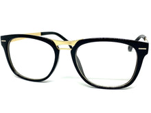 Classic Vintage Retro Style Clear Lens EYEGLASSES Black & Gold Frame 80589