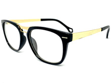 Classic Vintage Retro Style Clear Lens EYEGLASSES Black & Gold Frame 80589