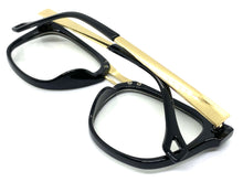 Classic Vintage Retro Style Clear Lens EYEGLASSES Black & Gold Frame 80589