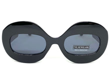 Oversized Vintage Retro Style SUNGLASSES Large Round Black Frame 4724