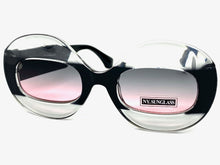Oversized Vintage Retro Style SUNGLASSES Large Round Black Frame 4724