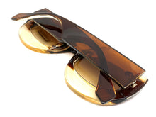 Oversized Vintage Retro Style SUNGLASSES Large Round Brown Frame 4724