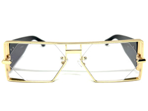 Classic Vintage Retro Hip Hop Rapper Style Clear Lens EYEGLASSES Large Gold Frame 5542