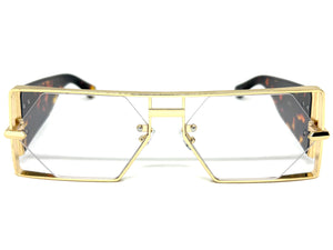 Classic Vintage Retro Hip Hop Rapper Style Clear Lens EYEGLASSES Large Gold Frame 5542
