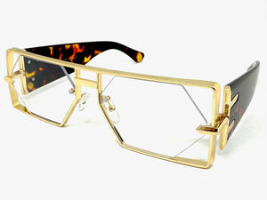 Classic Vintage Retro Hip Hop Rapper Style Clear Lens EYEGLASSES Large Gold Frame 5542