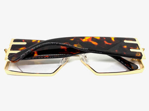 Classic Vintage Retro Hip Hop Rapper Style Clear Lens EYEGLASSES Large Gold Frame 5542