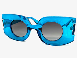 Oversized Exaggerated Retro Style SUNGLASSES Large Blue Frame 80520