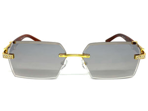 Men's Classy Elegant Luxury Designer Hip Hop Style SUNGLASSES Gold & Wooden Frame E0883