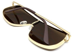 Oversized Classic Modern Retro Shield Style SUNGLASSES Large Gold Frame 8072