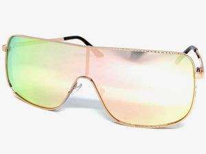 Oversized Classic Modern Retro Shield Style SUNGLASSES Large Rose Gold Frame 8072