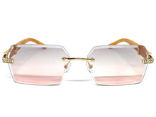 Men's Classy Elegant Luxury Designer Hip Hop Style SUNGLASSES Gold & Wooden Frame E0883