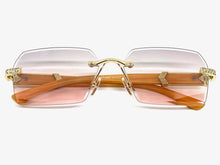 Men's Classy Elegant Luxury Designer Hip Hop Style SUNGLASSES Gold & Wooden Frame E0883