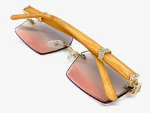 Men's Classy Elegant Luxury Designer Hip Hop Style SUNGLASSES Gold & Wooden Frame E0883