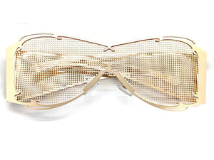 Costume Party Club Raver Party SUNGLASSES Rose Gold Metal Mesh Frame 5198