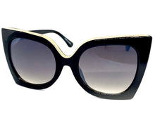 Oversized Exaggerated Vintage Retro Cat Eye Style SUNGLASSES Large Black Frame E1271
