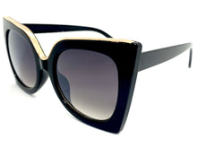 Oversized Exaggerated Vintage Retro Cat Eye Style SUNGLASSES Large Black Frame E1271