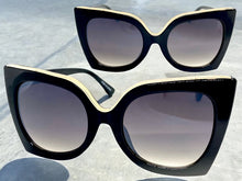 Oversized Exaggerated Vintage Retro Cat Eye Style SUNGLASSES Large Black Frame E1271